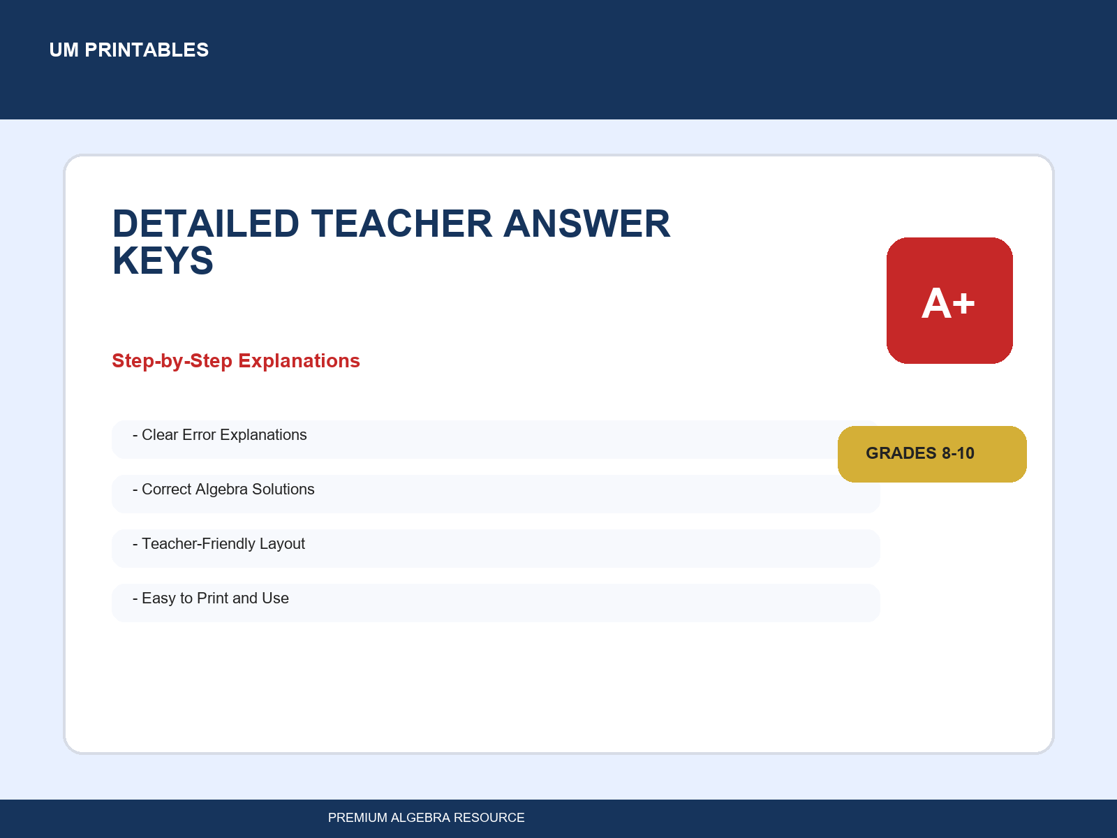 Algebra Error Analysis Activity Set | Equations, Slope, Exponents & Functions — premium printable preview image 3
