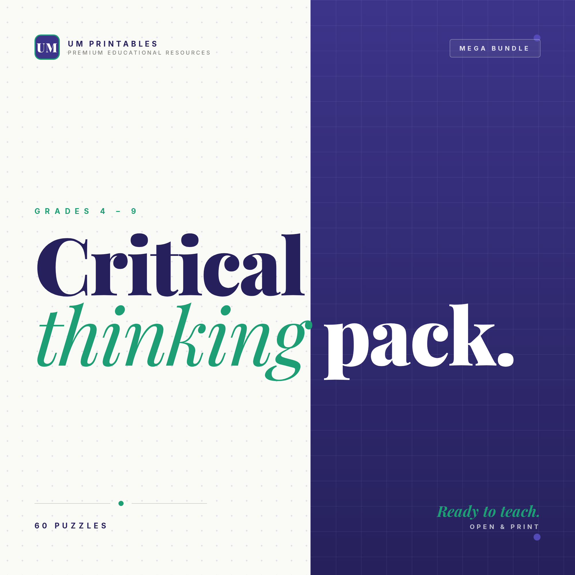 Critical Thinking Puzzle Pack | Logic & Brain Teasers Gr 4-9 — premium printable preview image 2