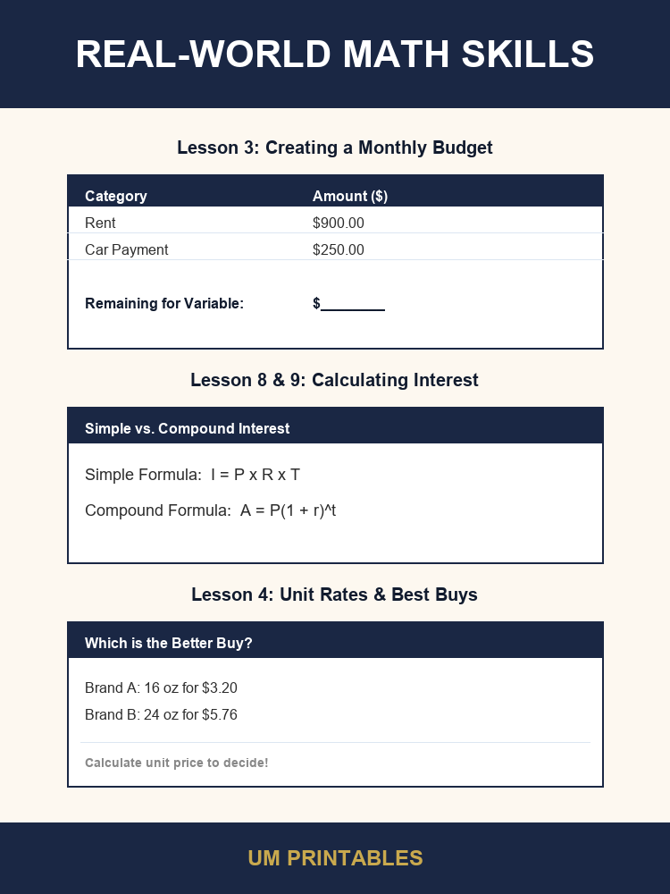 Financial Literacy Unit | Real World Math Middle School 7th-8th — premium printable preview image 3