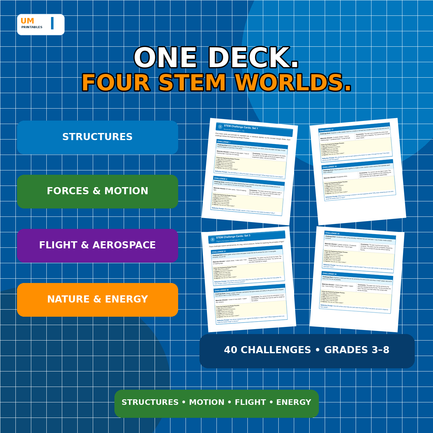 STEM Challenge Card Deck | 40 Low-Cost Engineering Activities | Grades 3-8 — premium printable preview image 3