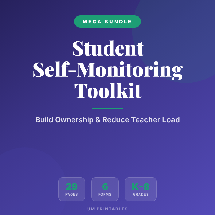 Student Self-Monitoring Behaviour Toolkit | Goal Cards, Rating Scales Gr 2-8 — printable teaching resource preview